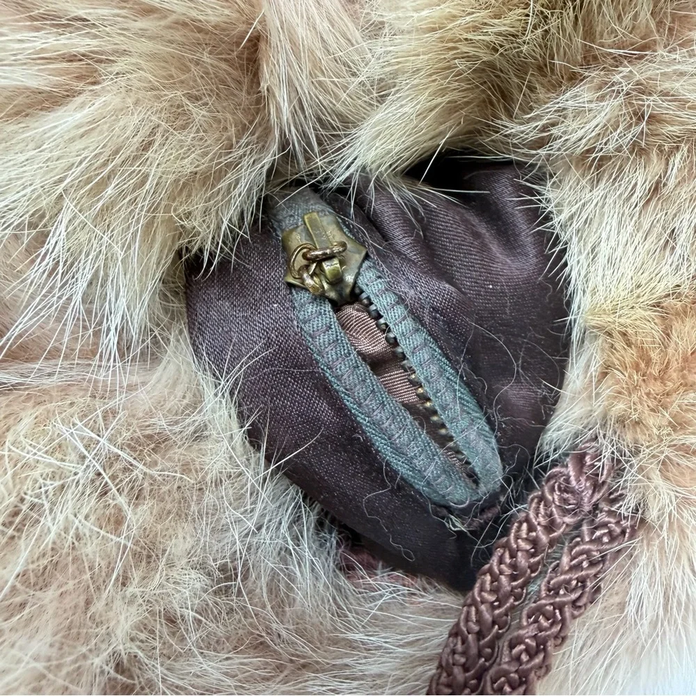 Vintage Fox Fur Hand Muff Caramel Honey‎ Brown Old Hollywood Glam USA made